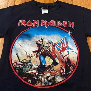 Vintage Artimonde Iron Maiden The Trooper Band Tee Navy Size S Mint Condition